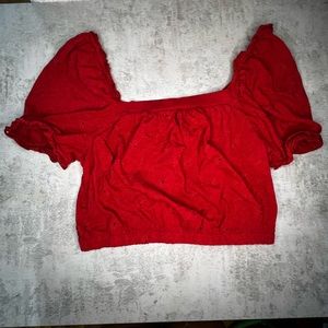 Red American Eagle cropped floral top